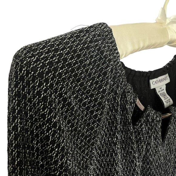 Catherines Plus 3X 26/28 Cut-out Scoop Neck Black Popover Blouse Cocktail Party - Picture 7 of 10